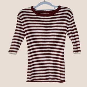 First Rite Garmentory Pima Cotton Stripe Crewneck Pullover Sweater Size S